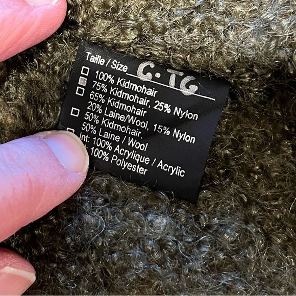 L’ANGELAINE – Khaki Wool & Kid Mohair Knit Vest (Taille G/XL) - Picture 2 of 11